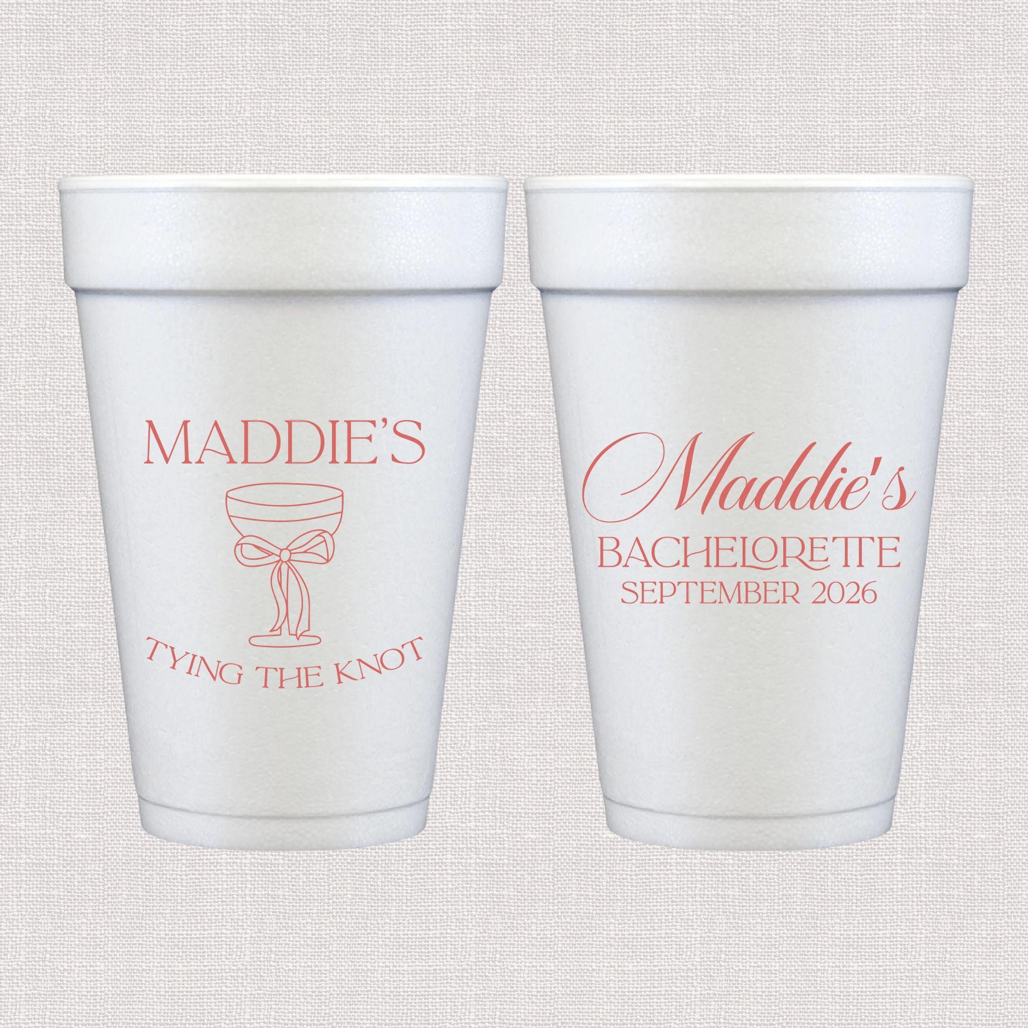 Tying The Knot Bachelorette Foam Cups