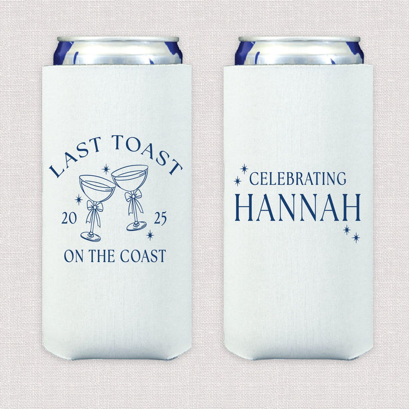 Last Toast On The Coast Bachelorette Slim Can Cooler