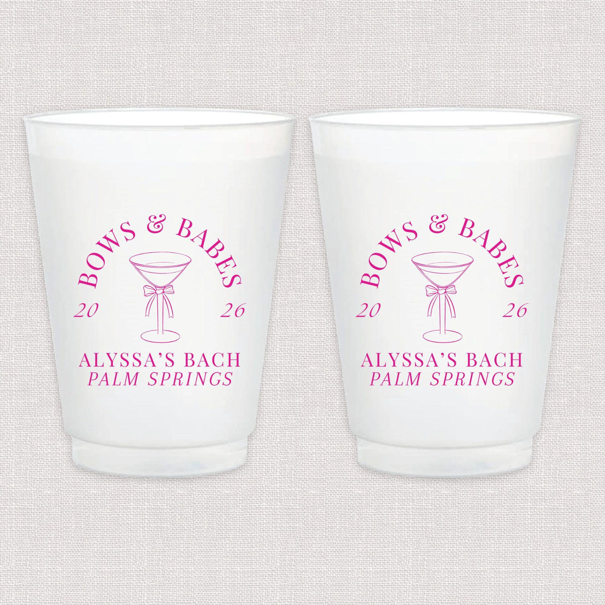 Bows and Babes Bachelorette Frosted Plastic Cups