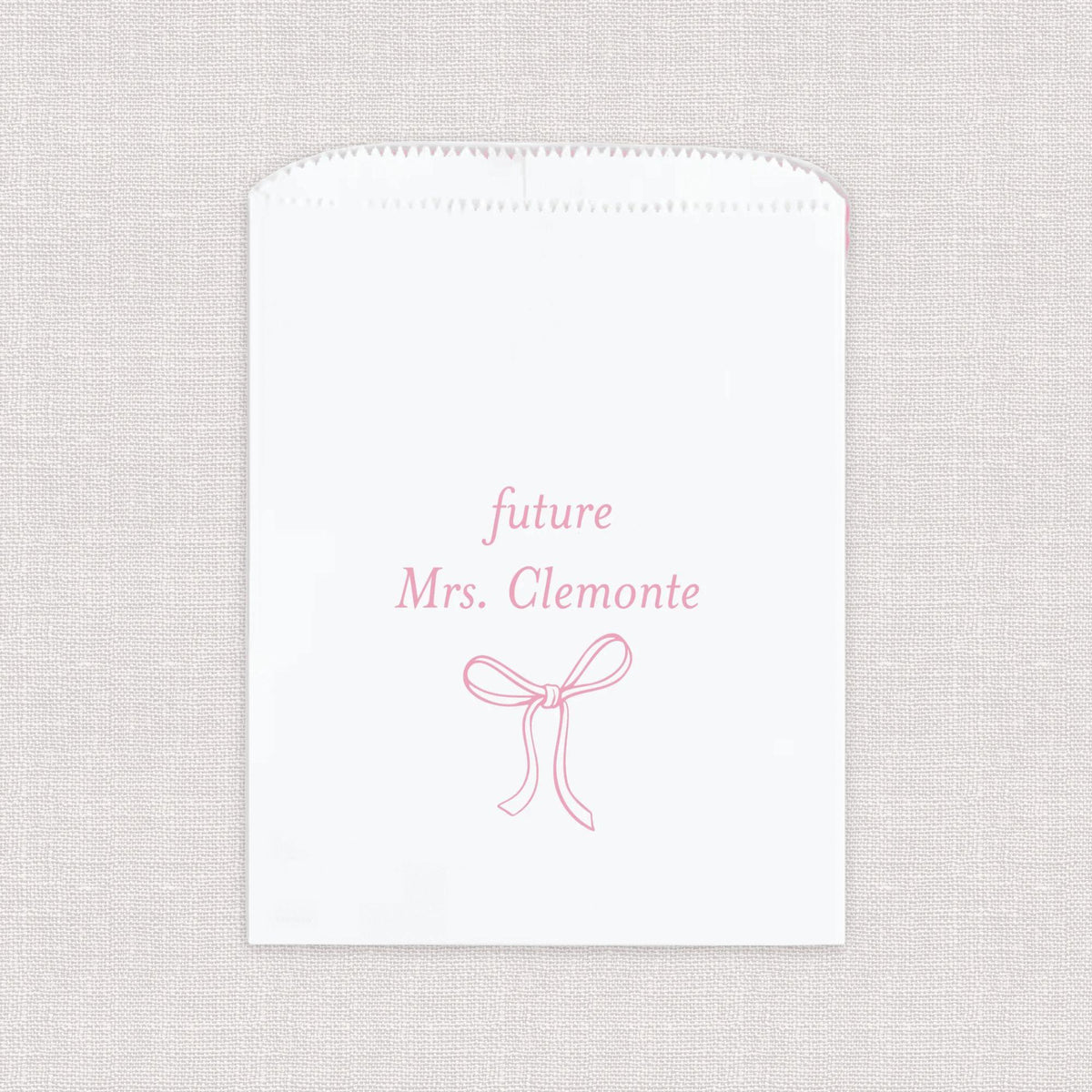 Elegant Bow Personalized Bridal Shower Favor Treat Bag