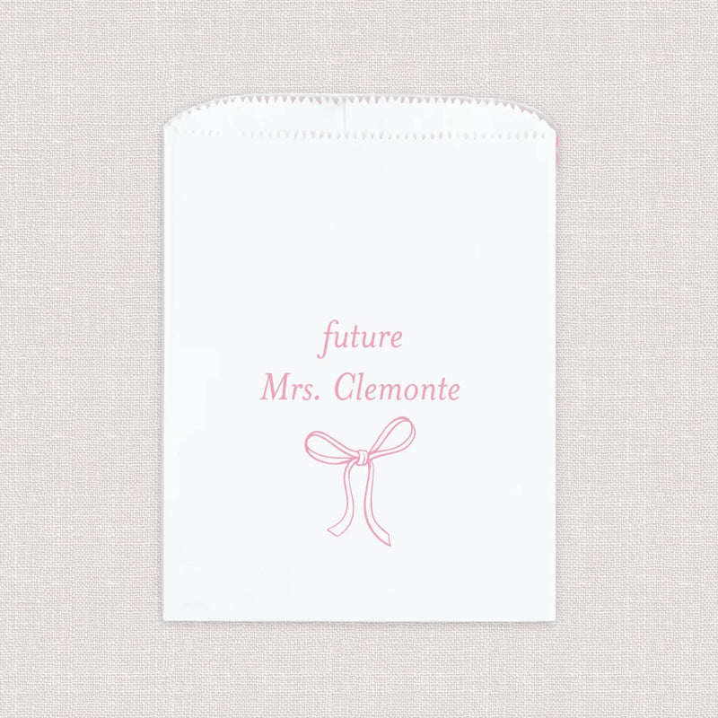 Elegant Bow Personalized Bridal Shower Favor Treat Bag
