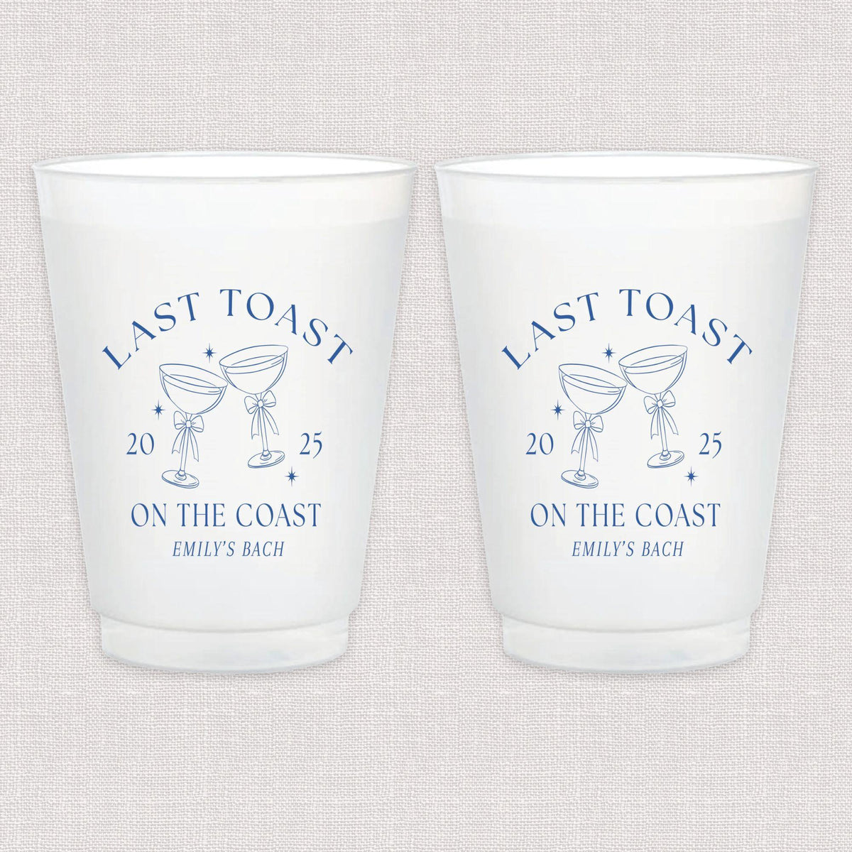 Last Toast On The Coast Bachelorette Frosted Plastic Cups