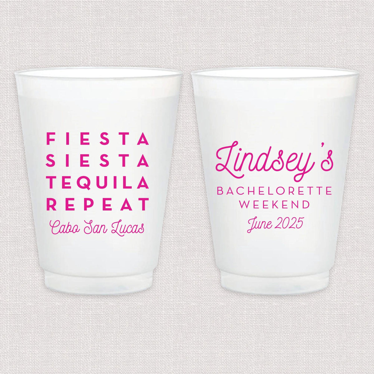 Fiesta Siesta Tequila Repeat Bachelorette Frosted Plastic Cups