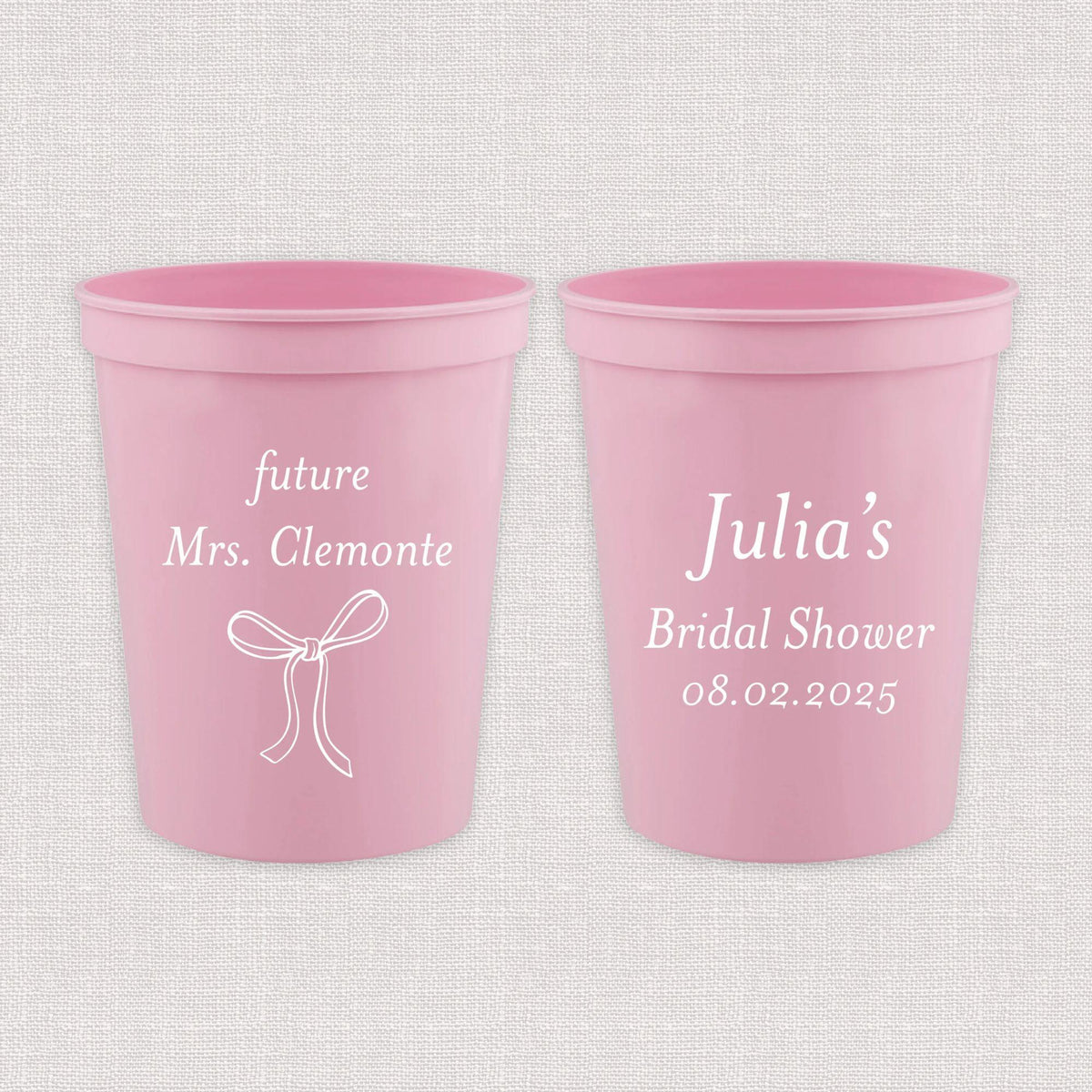 Elegant Bow Personalized Bridal Shower Stadium Cups