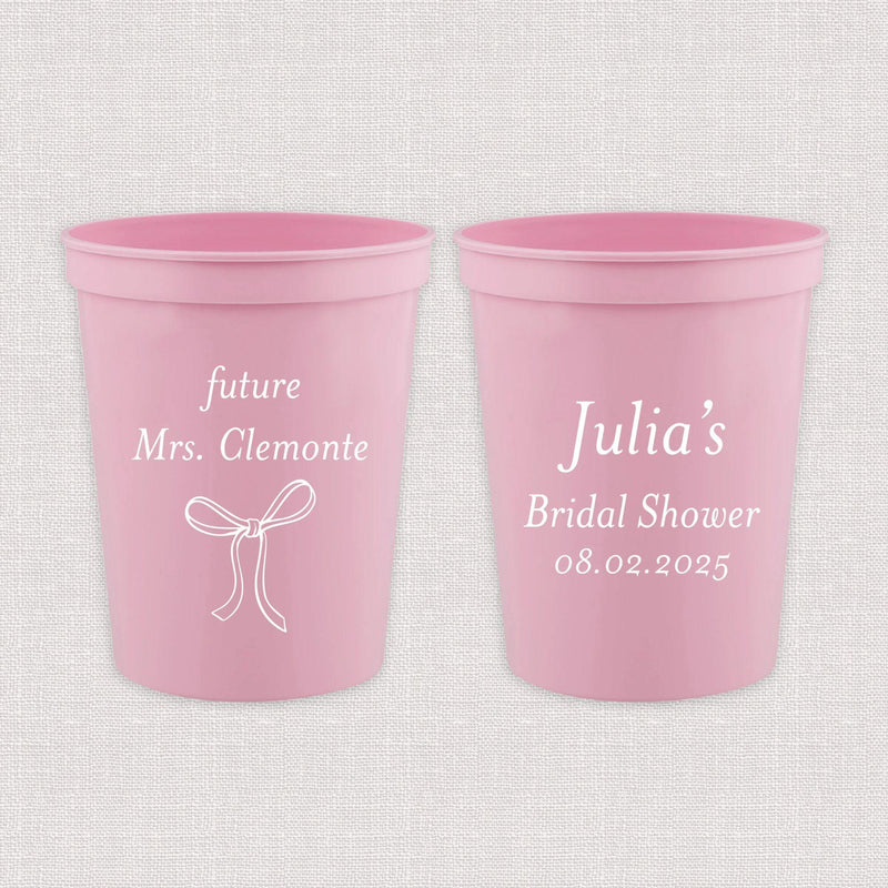 Elegant Bow Personalized Bridal Shower Stadium Cups