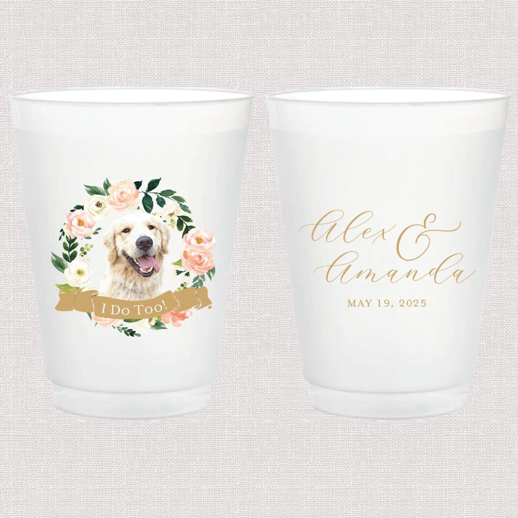Dog Wedding Full Color Frosted Plastic Cups
