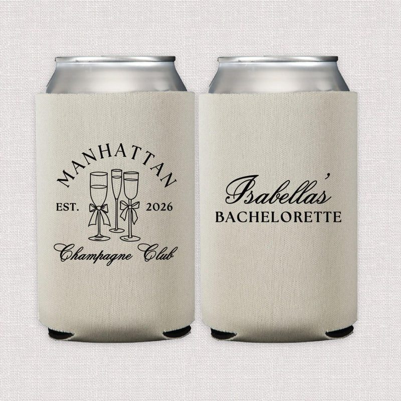 Champagne Club Personalized Bachelorette Can Cooler