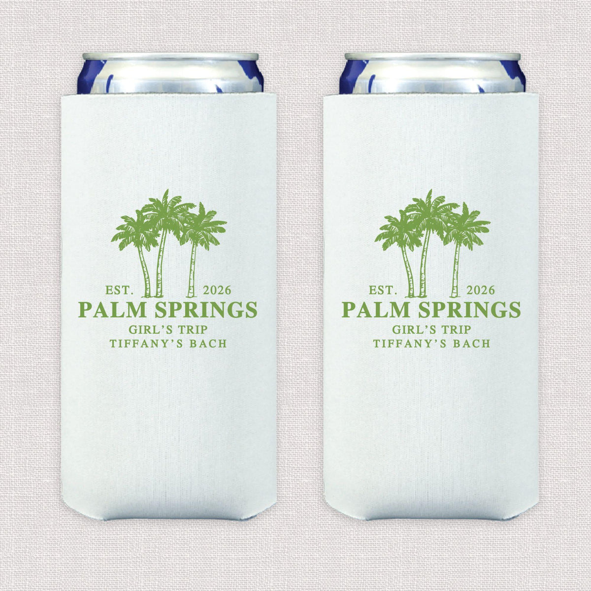 Palm Tree Bachelorette Slim Can Cooler