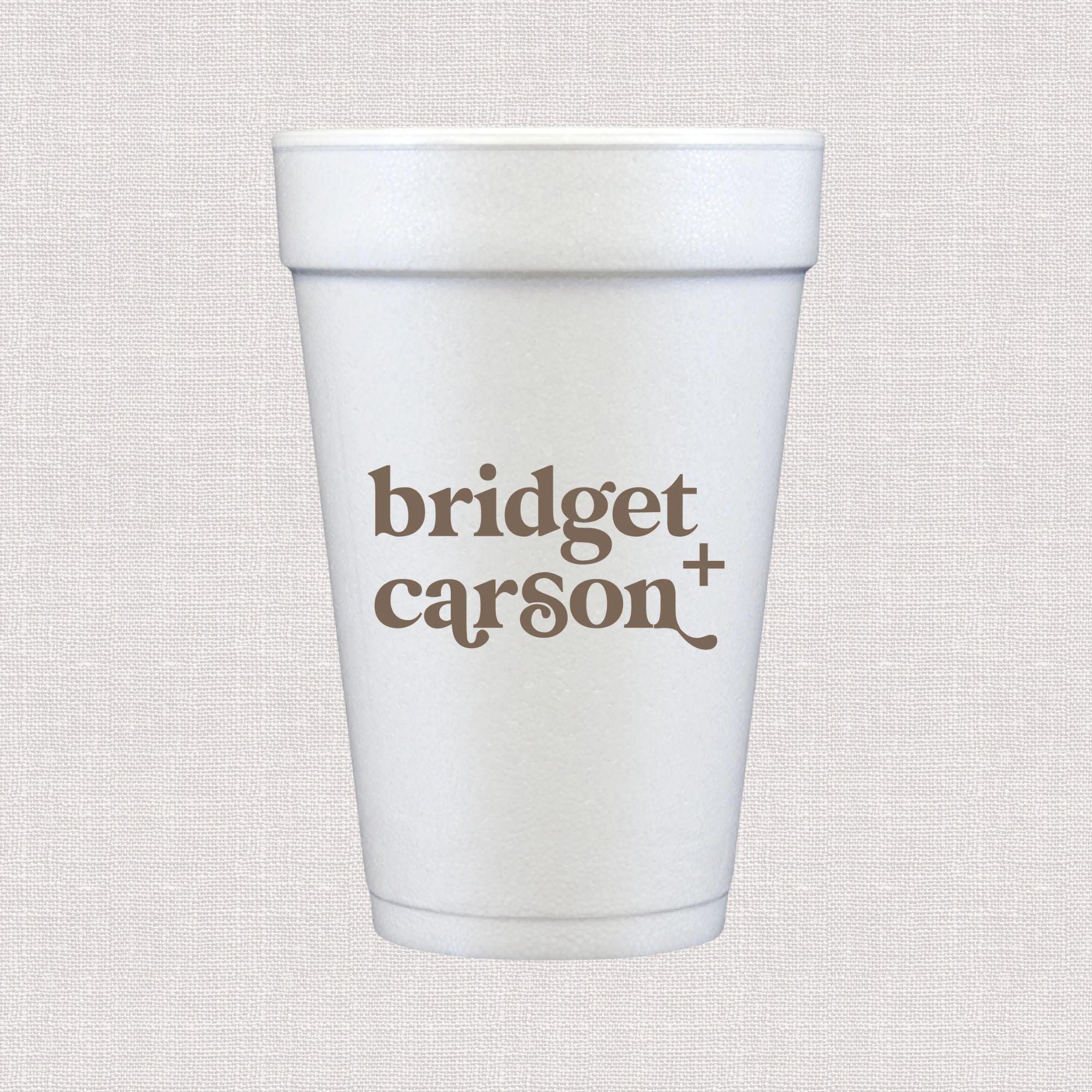 Custom First Names Personalized Foam Wedding Cups