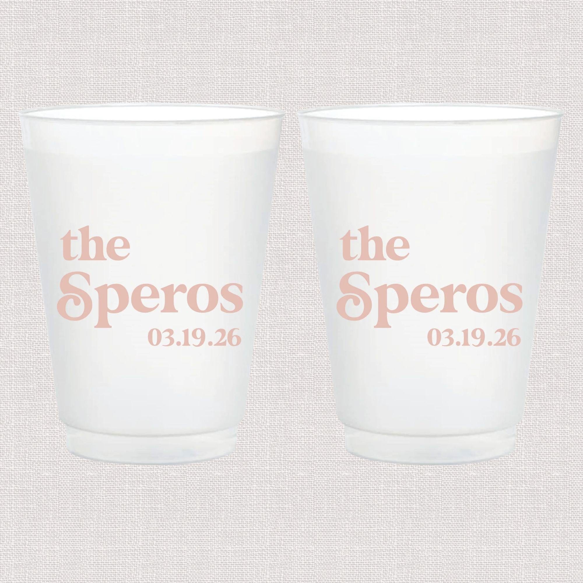 Personalized Frosted Wedding Cups for Cocktail Hour