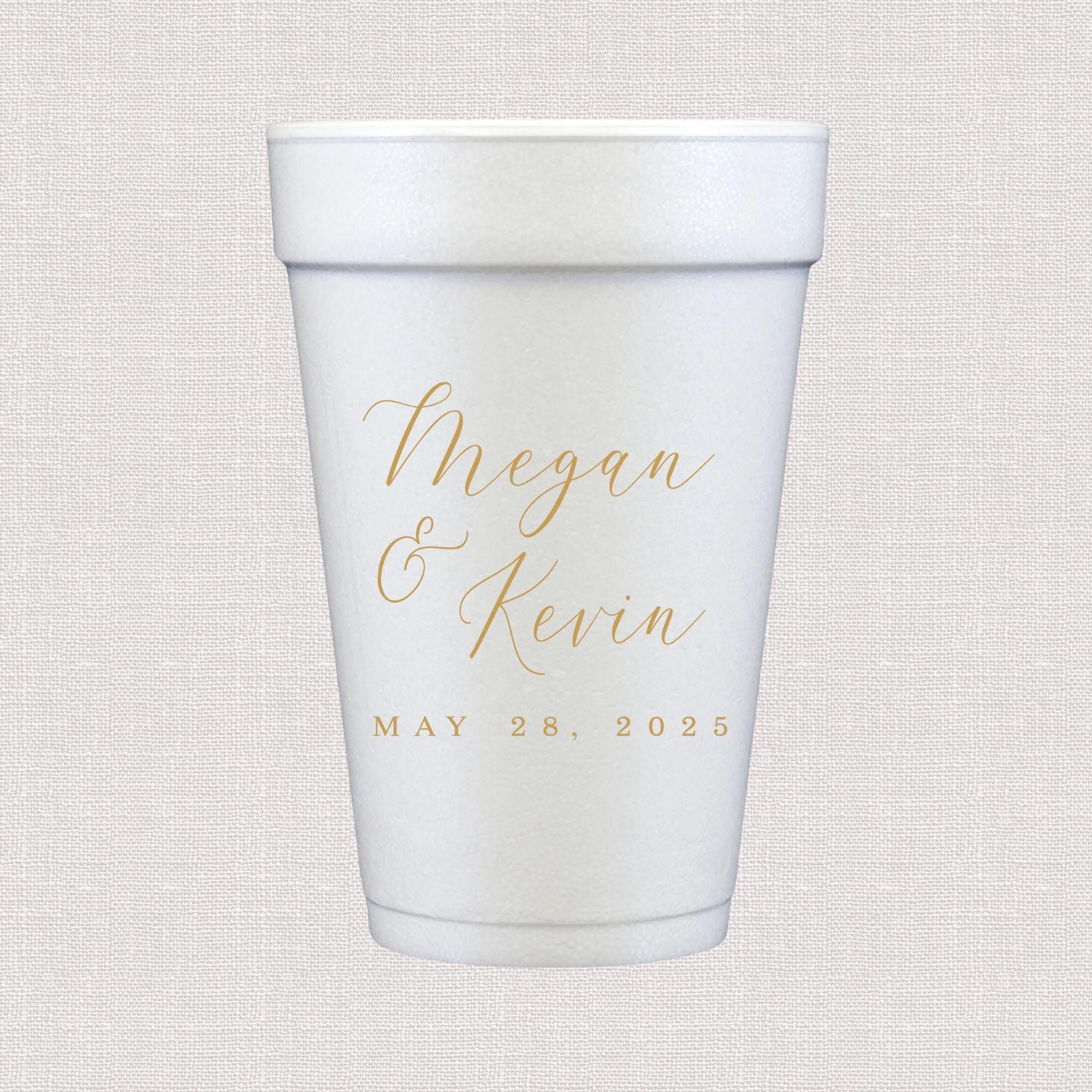 Custom First Names Personalized Foam Wedding Cups