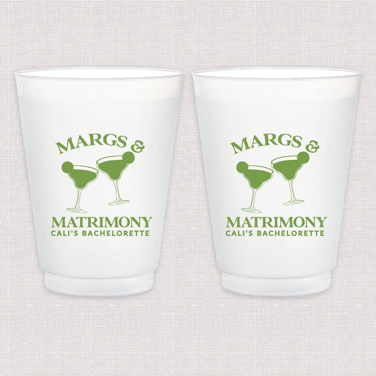 Margs & Matrimony Bachelorette Frosted Plastic Cups