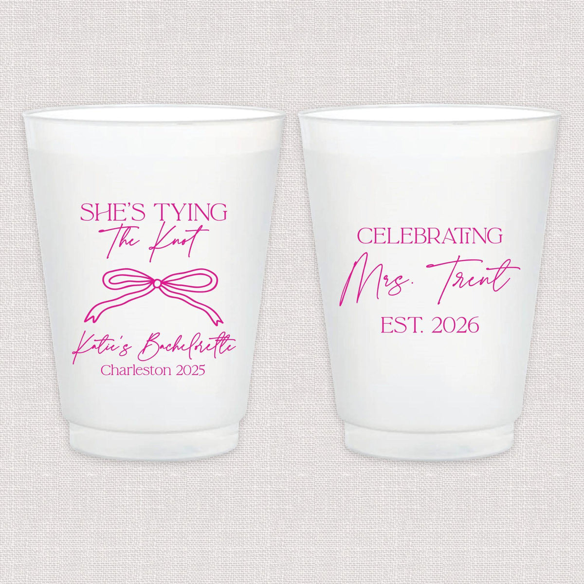 Bachelorette She's Tying The Knot Frosted Plastic Cups