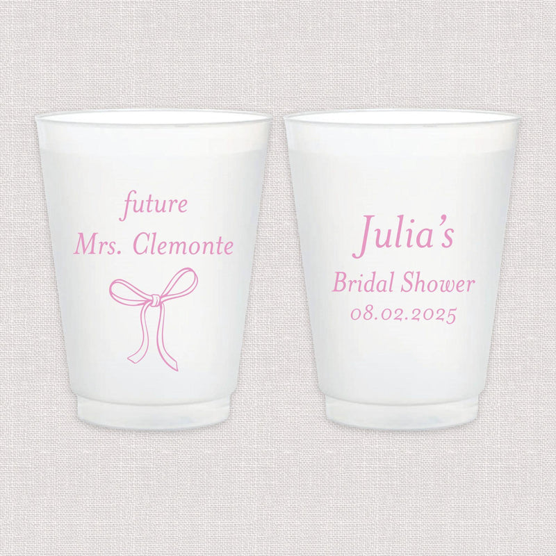 Elegant Bow Bridal Shower Frosted Plastic Cups