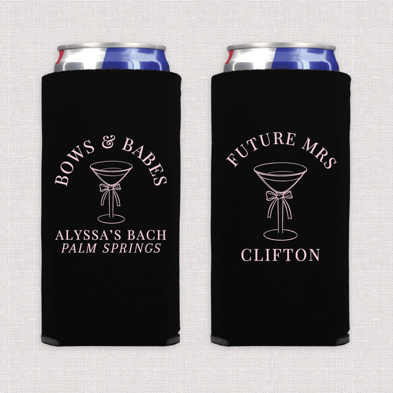 Bows And Babes Bachelorette Slim Can Cooler