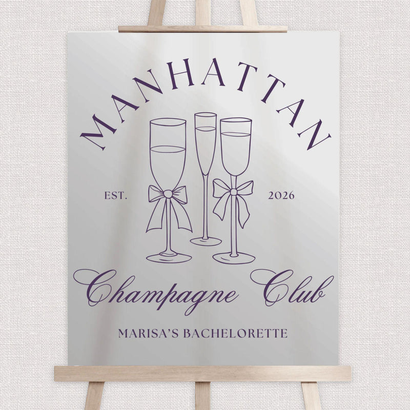 Champagne Club Acrylic Bachelorette Sign