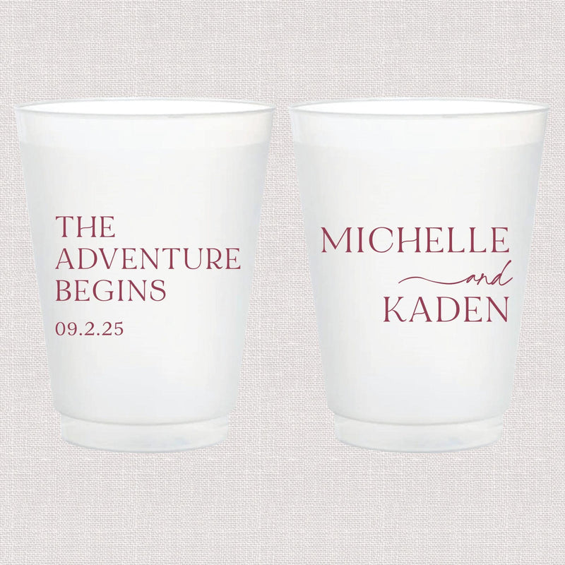 The Adventure Begins Frosted Wedding Cups