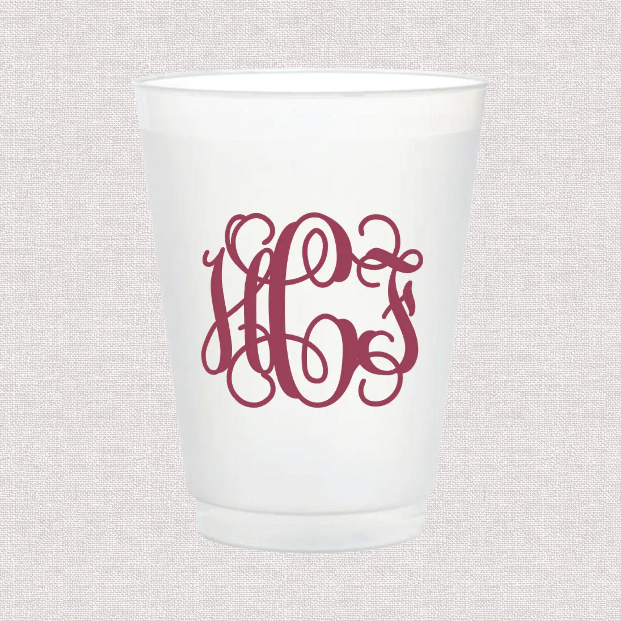 Custom Monogram Wedding Frosted Plastic Cups