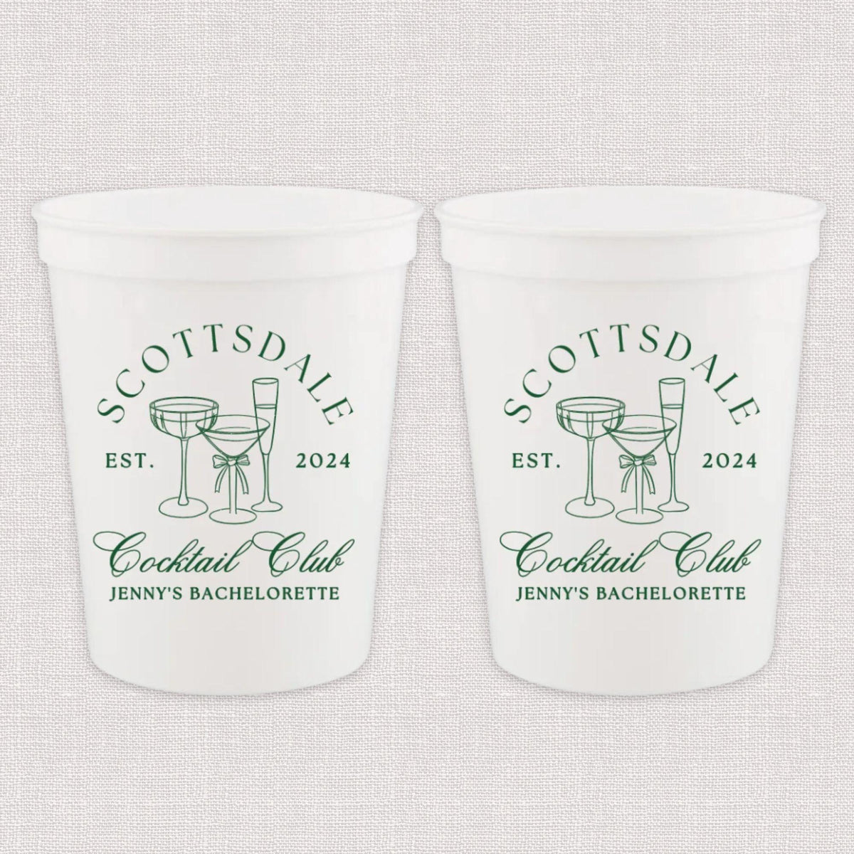 Custom Location Cocktail Club Bachelorette Stadium Cups