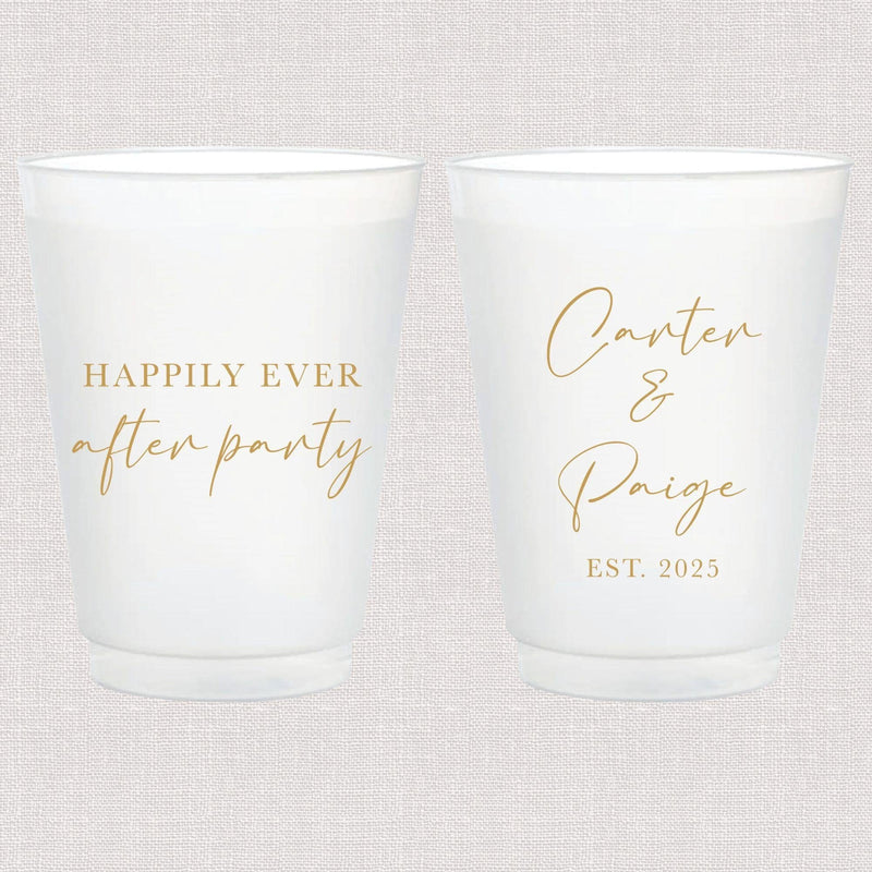 Happily Ever After Party Personalized Frosted Wedding Cups