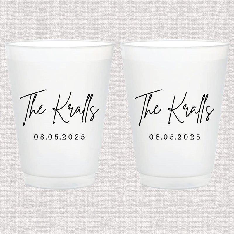 Modern Last Name Frosted Wedding Cups