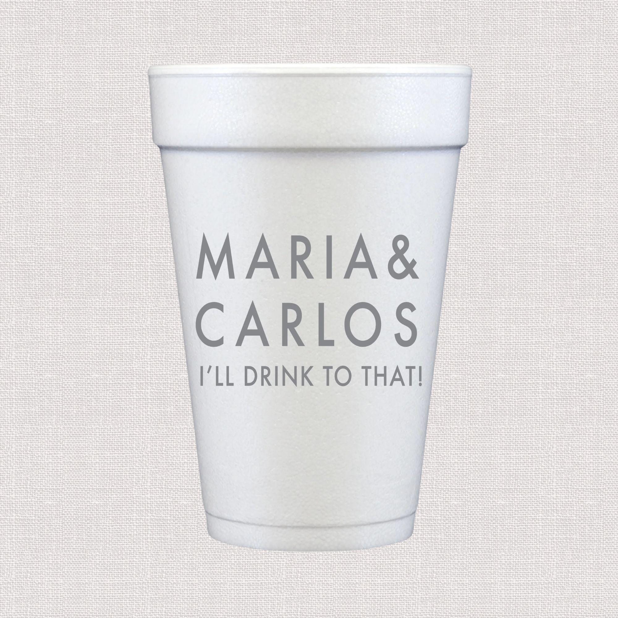 Custom First Names Personalized Foam Wedding Cups