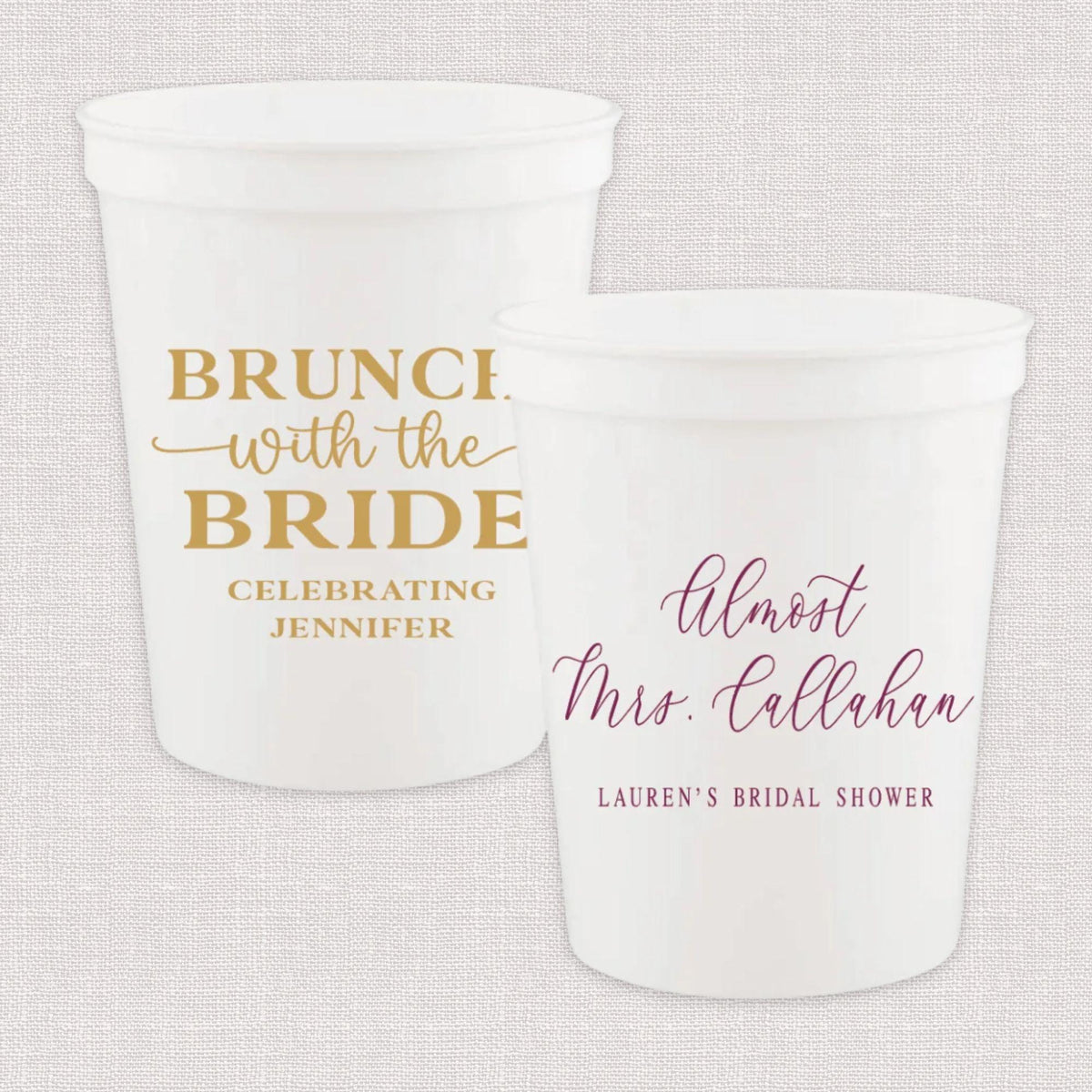 Personalized Bridal Shower Stadium Cups