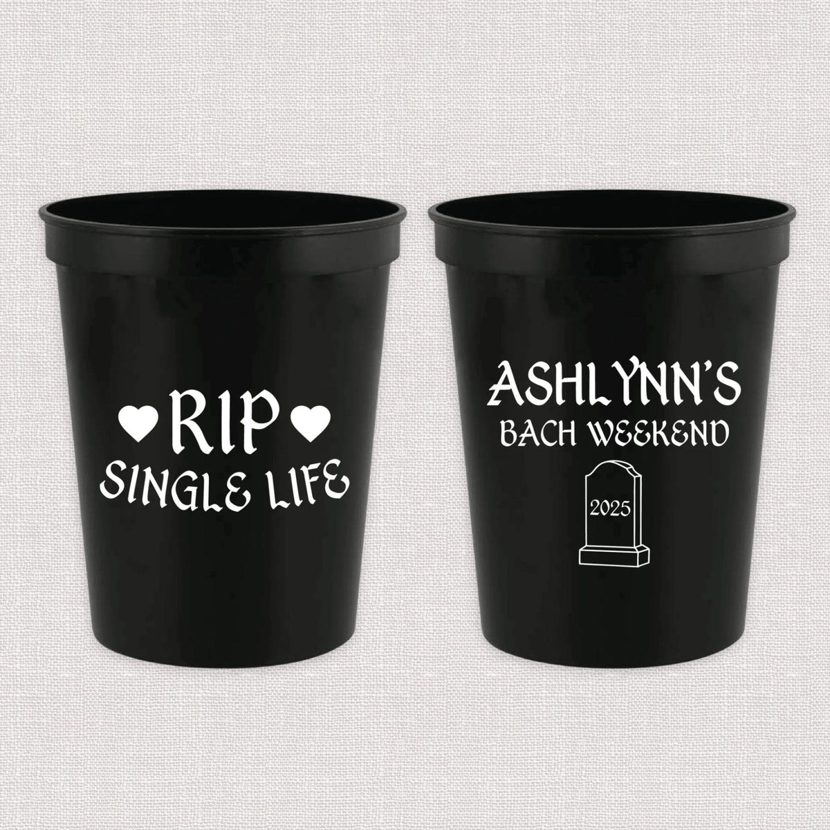 RIP Single Life Personalized Stadium Cups