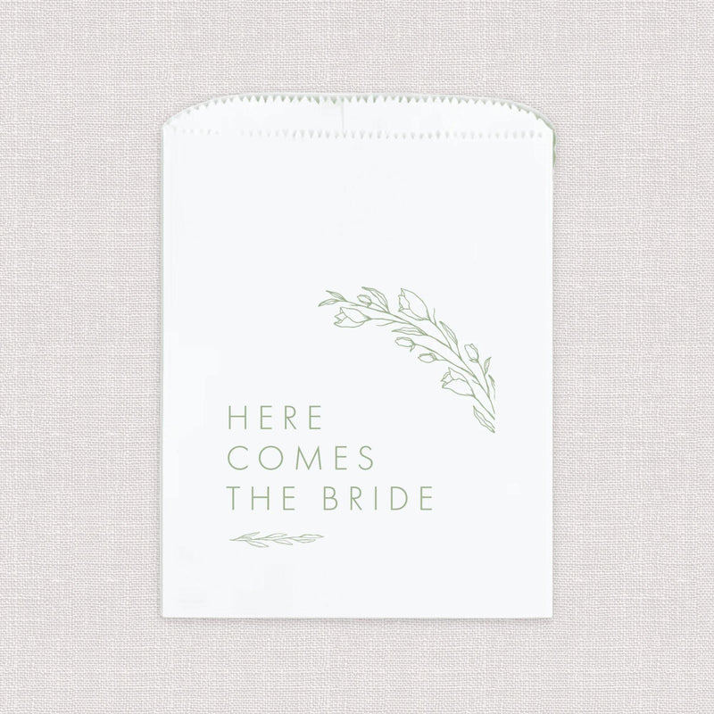Here Comes The Bride Floral Favor Treat Bag