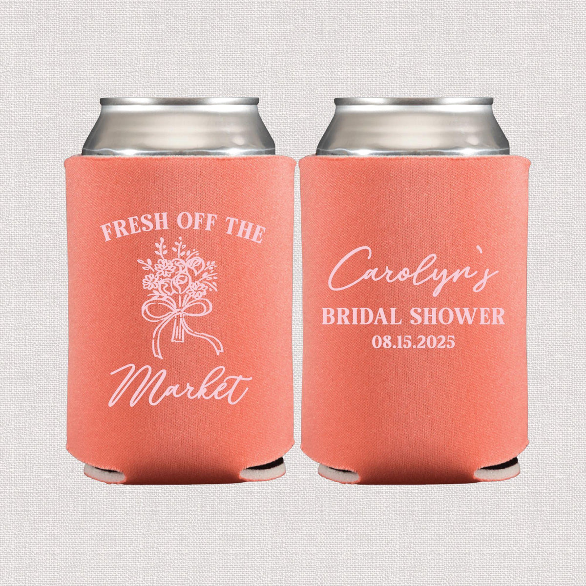 Fresh Off The Market Bridal Shower Can Coolers