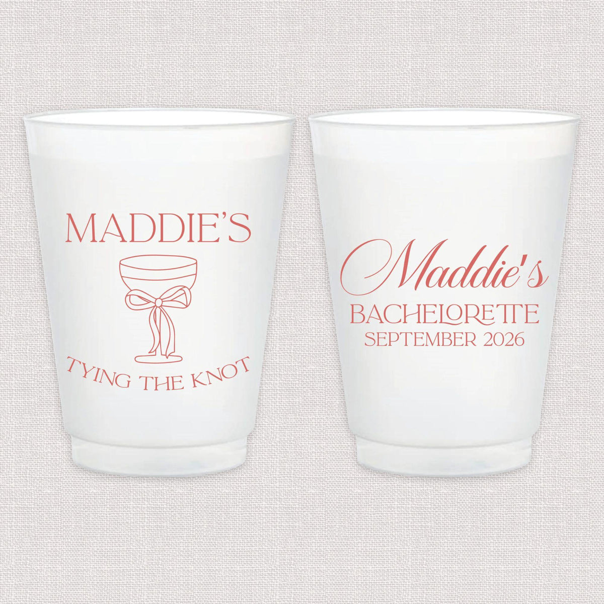 Tying The Knot Bachelorette Frosted Plastic Cups