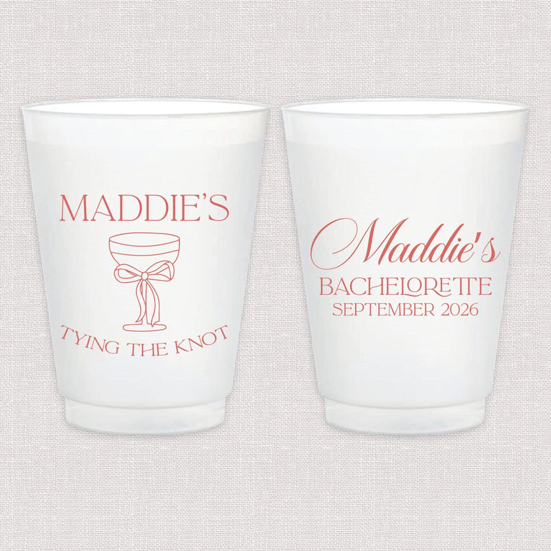 Tying The Knot Bachelorette Frosted Plastic Cups