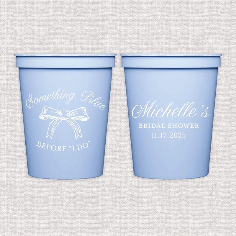 Something Blue Personalized Bridal Shower Stadium Cups