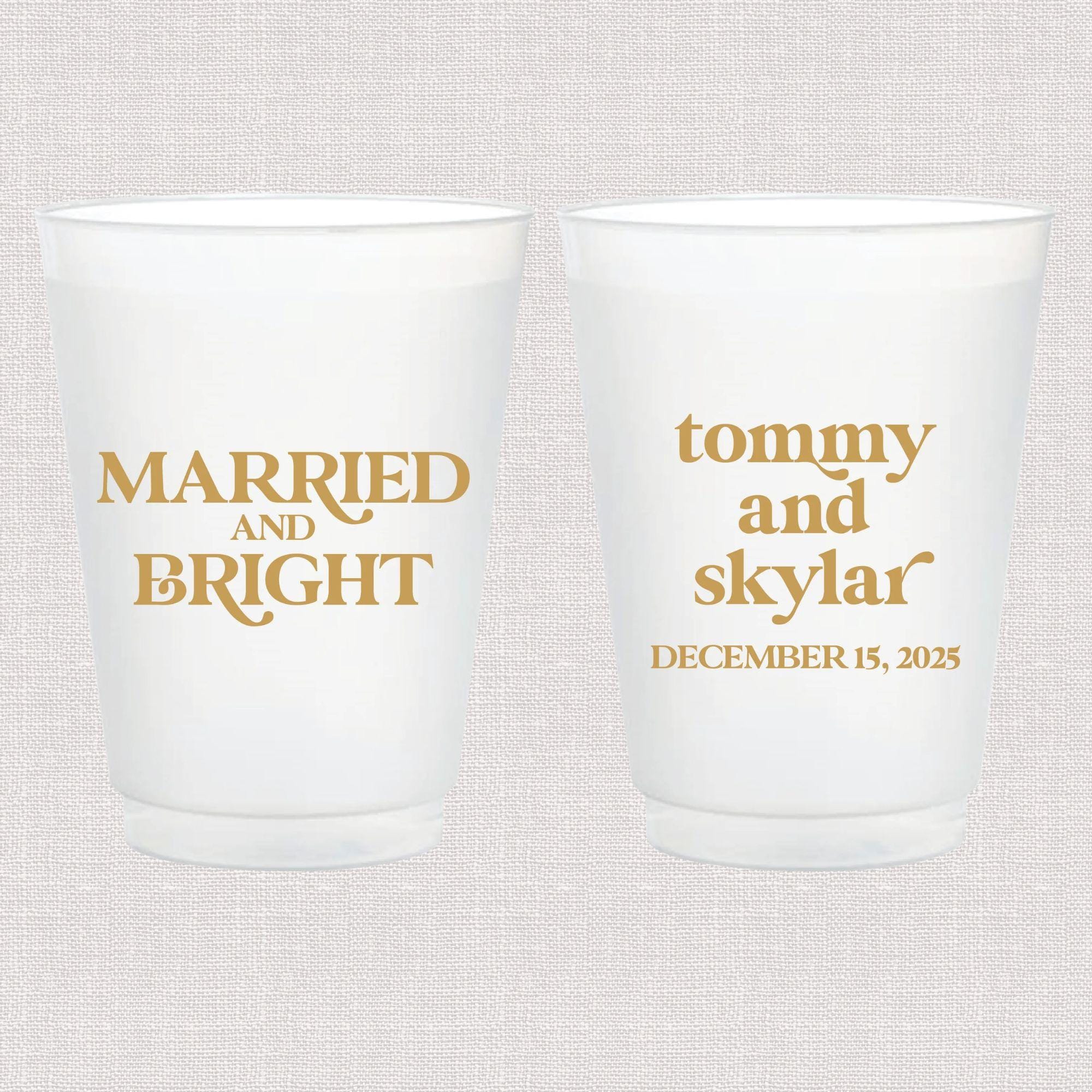 Married And Bright Wedding Frosted Plastic Cups