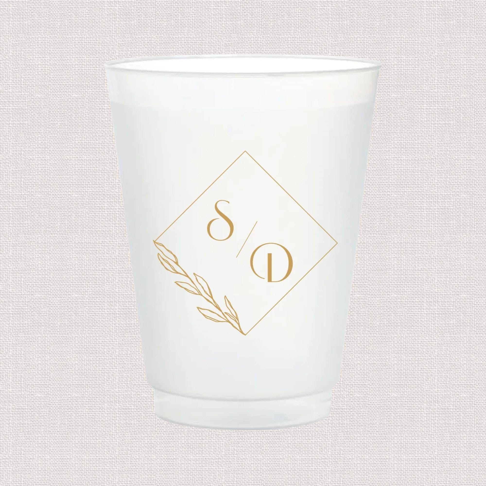 Wedding Reception Frosted Cups with Personalized Design