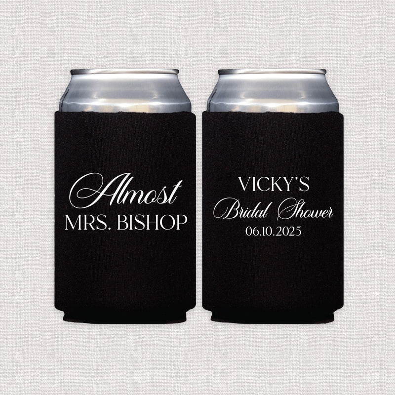Elegant Almost Mrs Personalized Bridal Shower Can Coolers