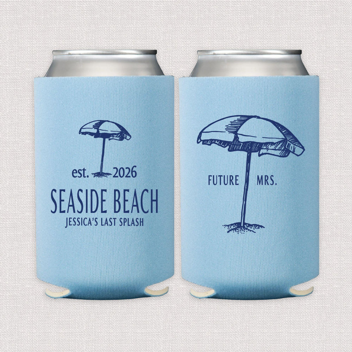 Beach Bach Personalized Bachelorette Can Cooler