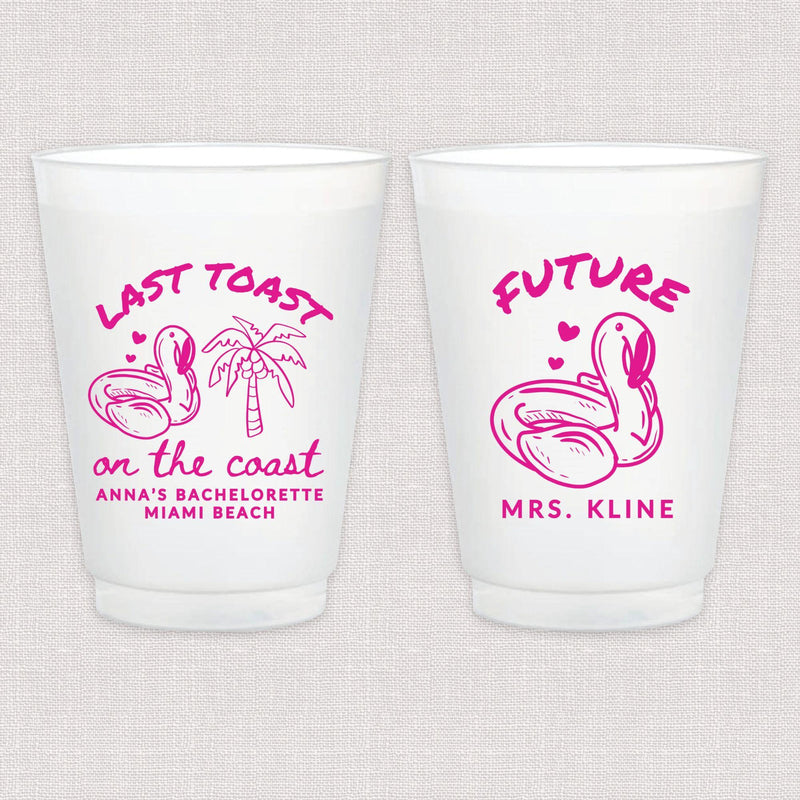 Last Toast On The Coast Bachelorette Frosted Plastic Cups