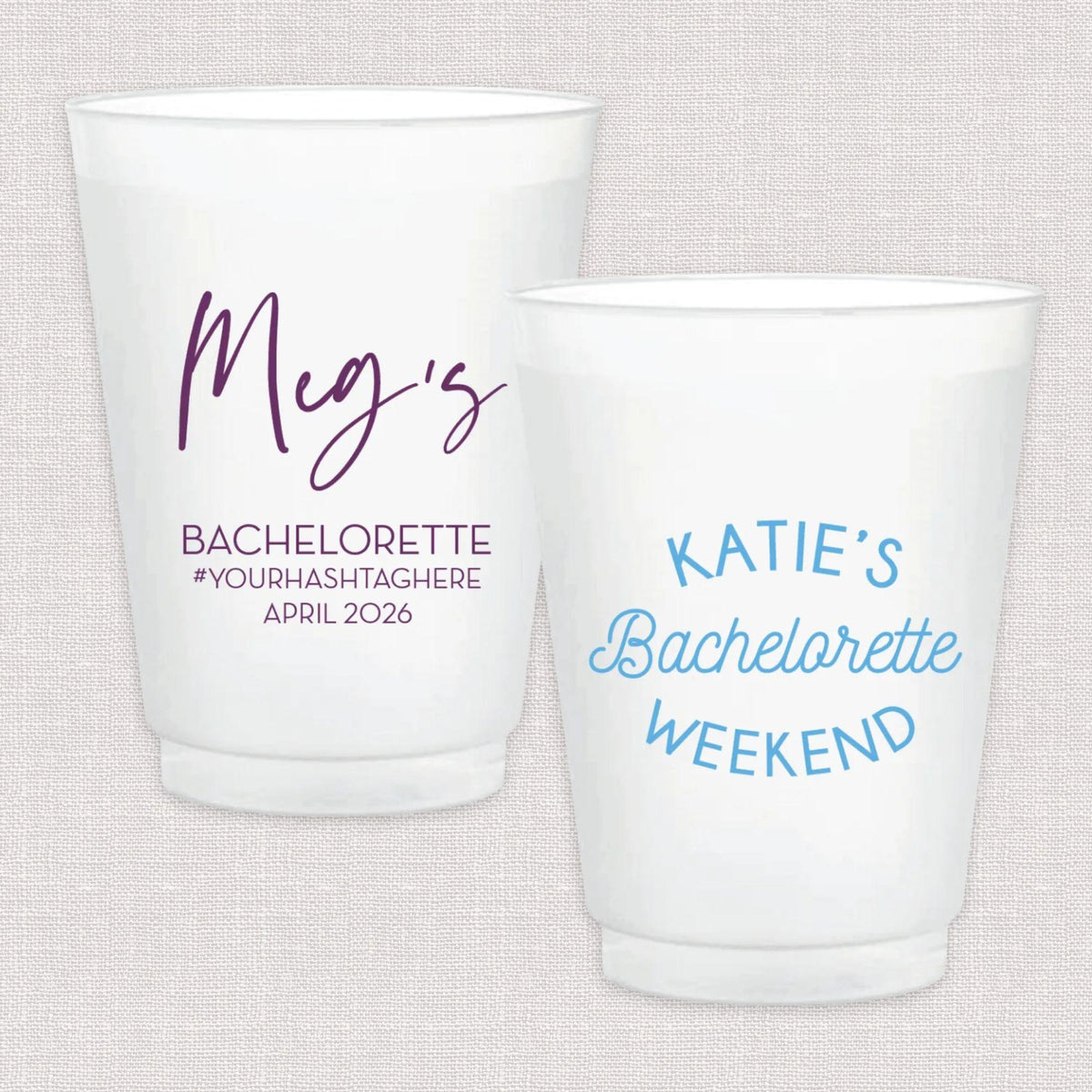 Personalized Bachelorette Frosted Plastic Cups