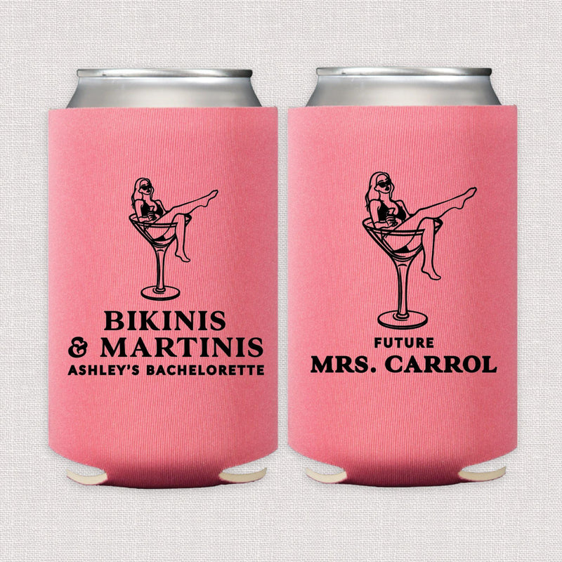 Bikinis And Martinis Personalized Bachelorette Can Cooler