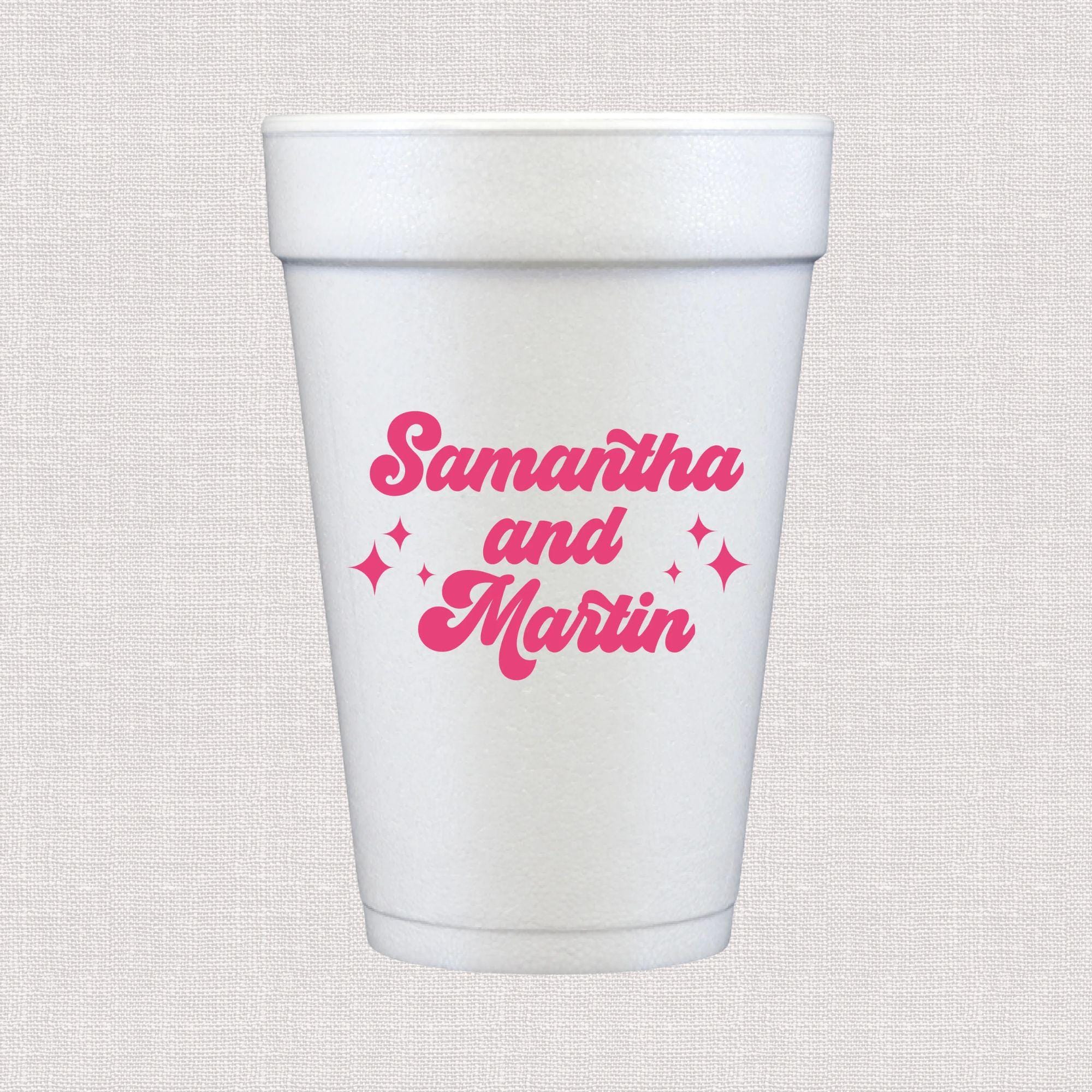 Custom First Names Personalized Foam Wedding Cups