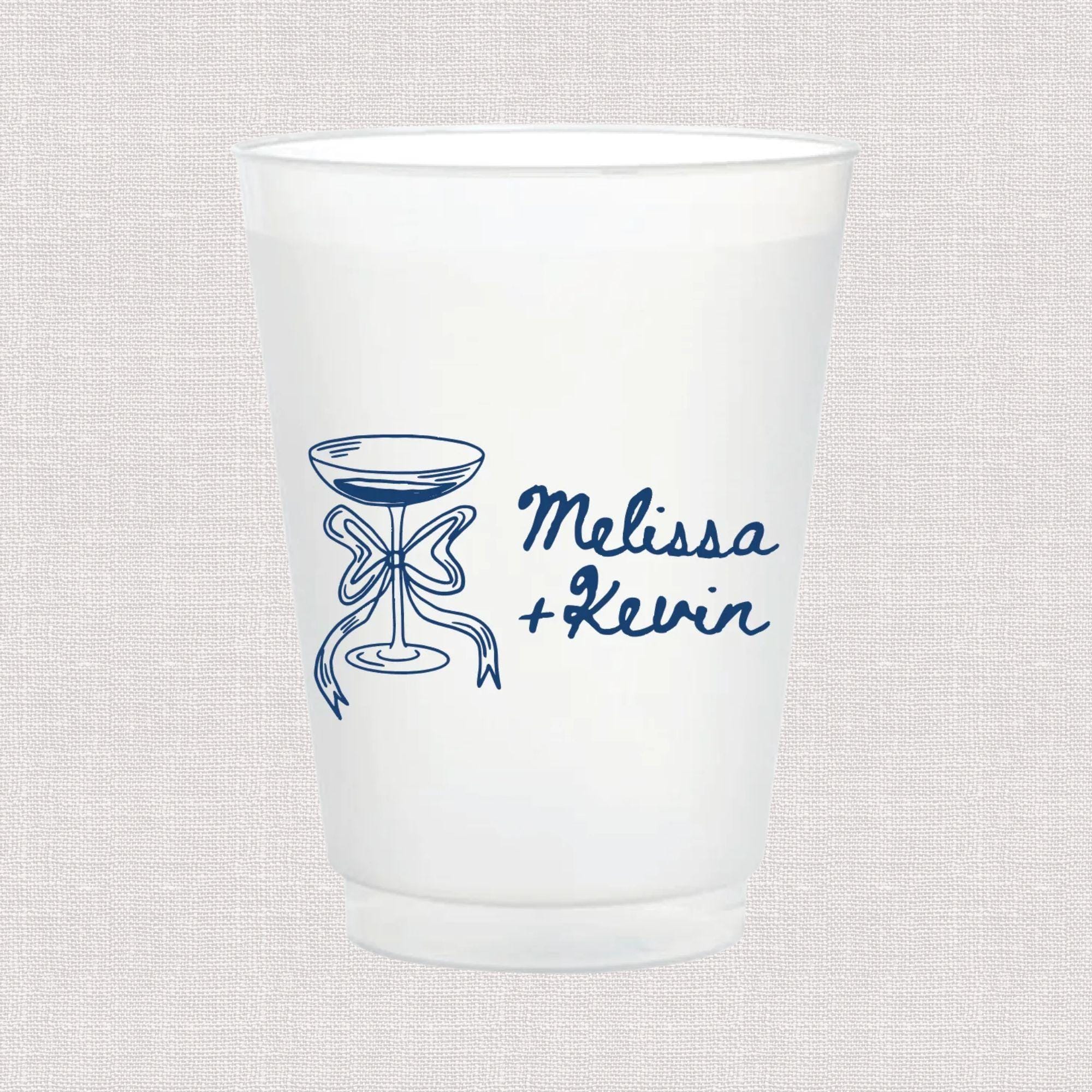 Champagne Doodle Wedding Frosted Plastic Cups