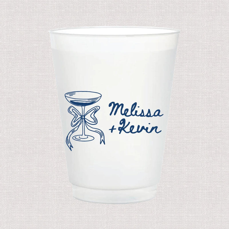 Champagne Doodle Wedding Frosted Plastic Cups