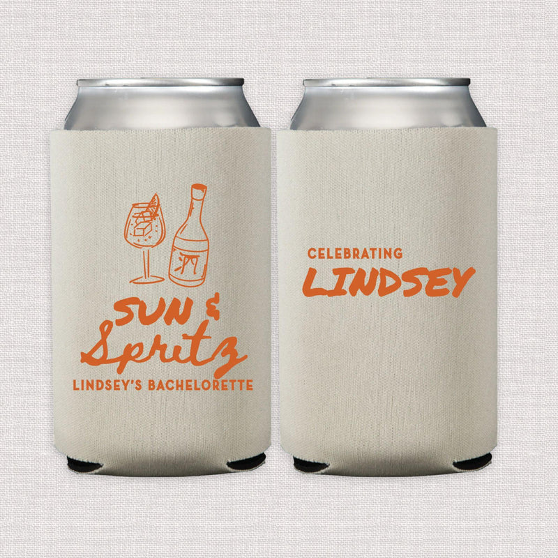 Sun And Spritz Personalized Bachelorette Can Cooler