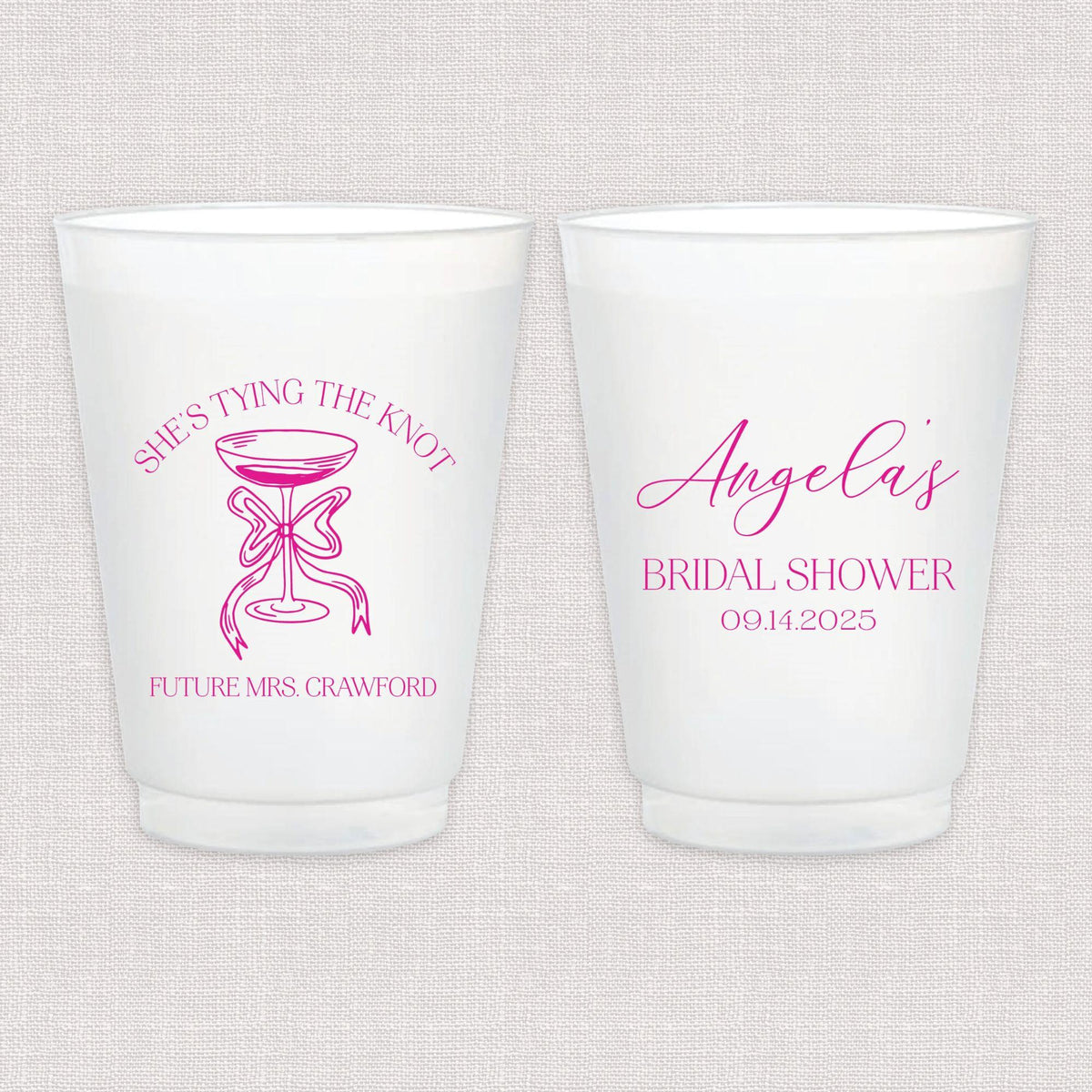 She's Tying The Knot Bridal Shower Frosted Plastic Cups