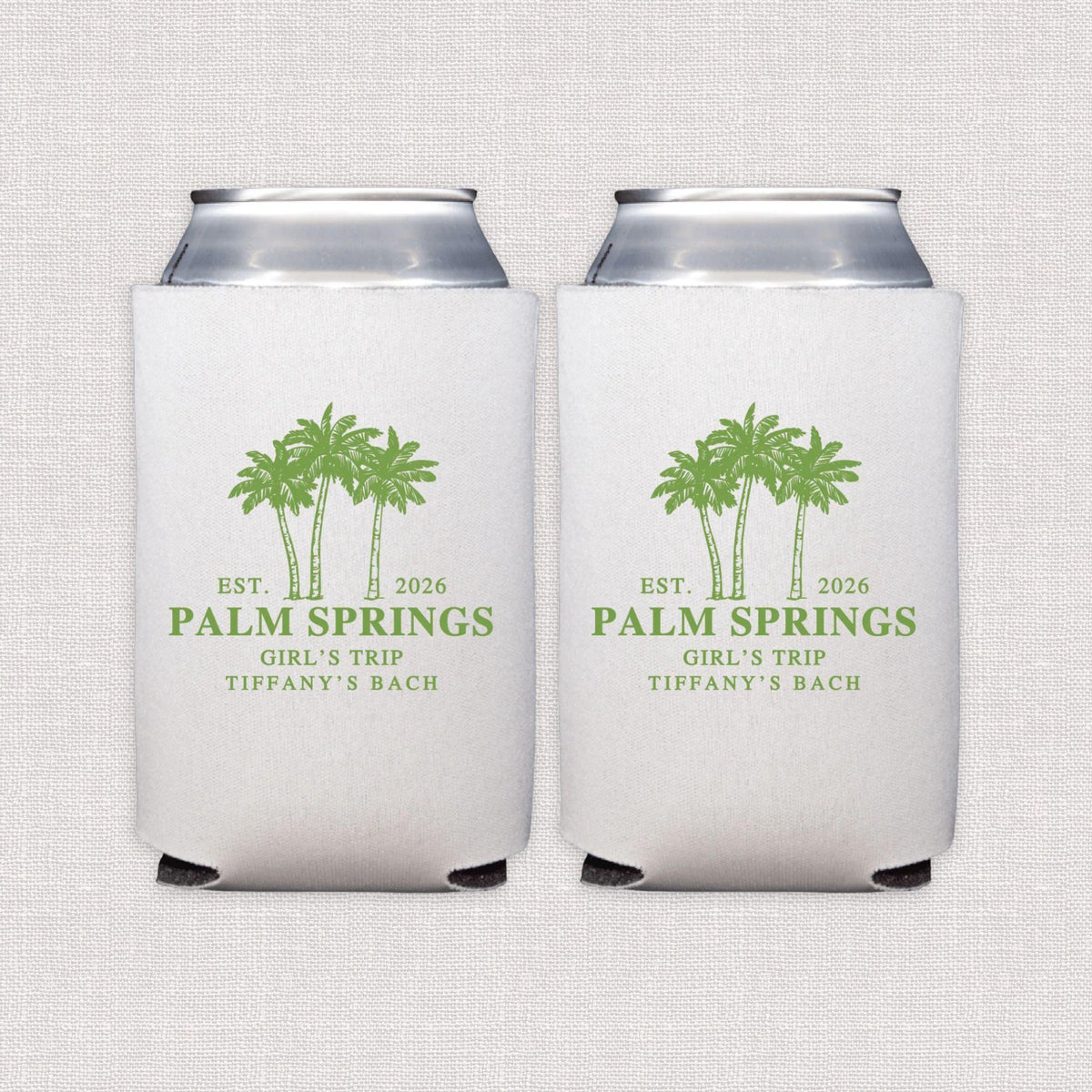 Palm Tree Personalized Bachelorette Can Cooler