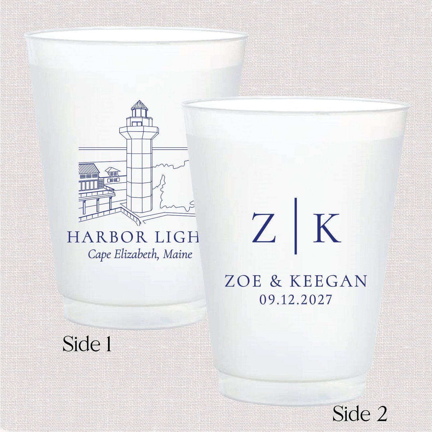Venue Initials Bundle Cocktail Napkins and Shatterproof Cups Shatterproof Cup Styled Photo – Rubi and Lib