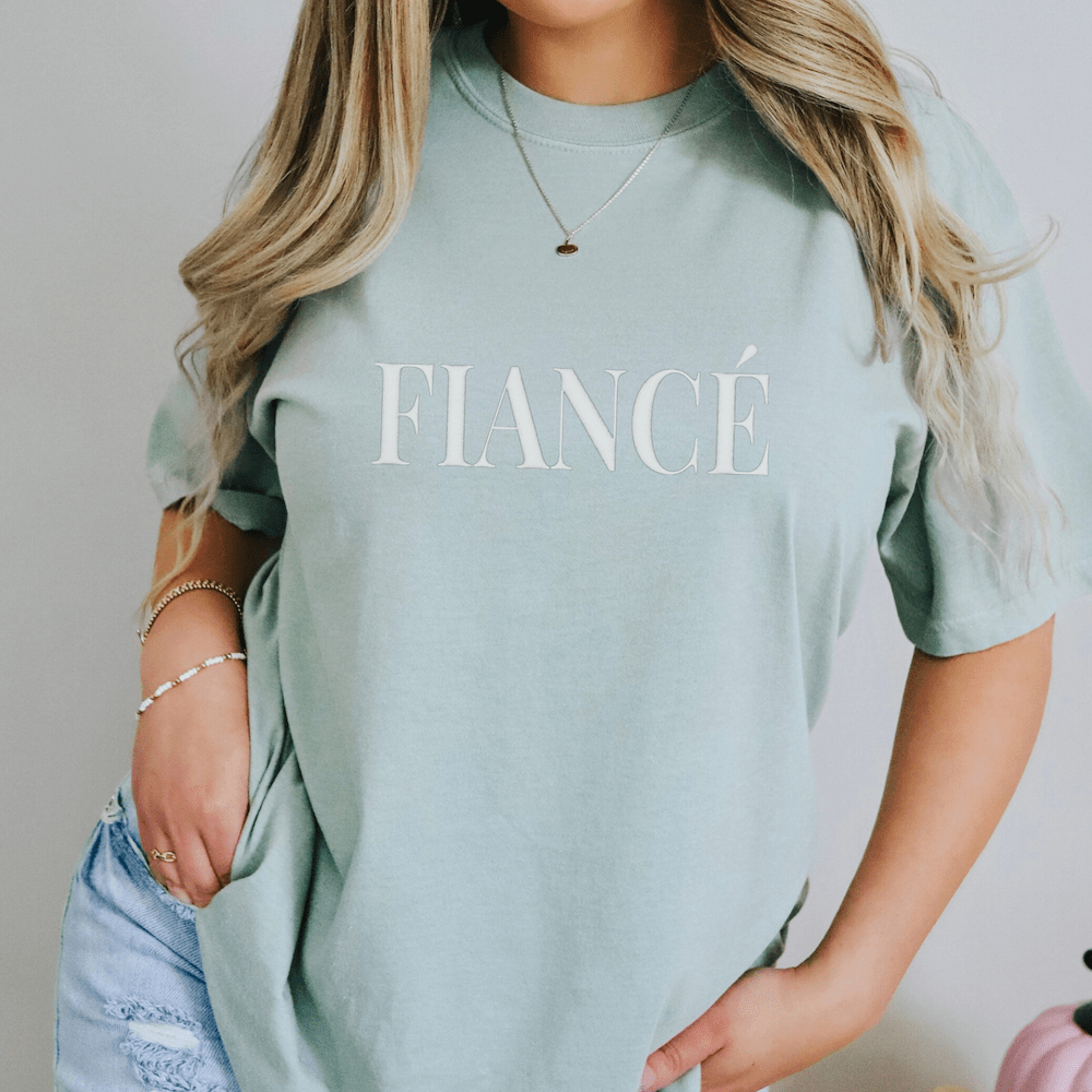 Fiance Puff Print T-Shirt - Embroidery - Tshirt