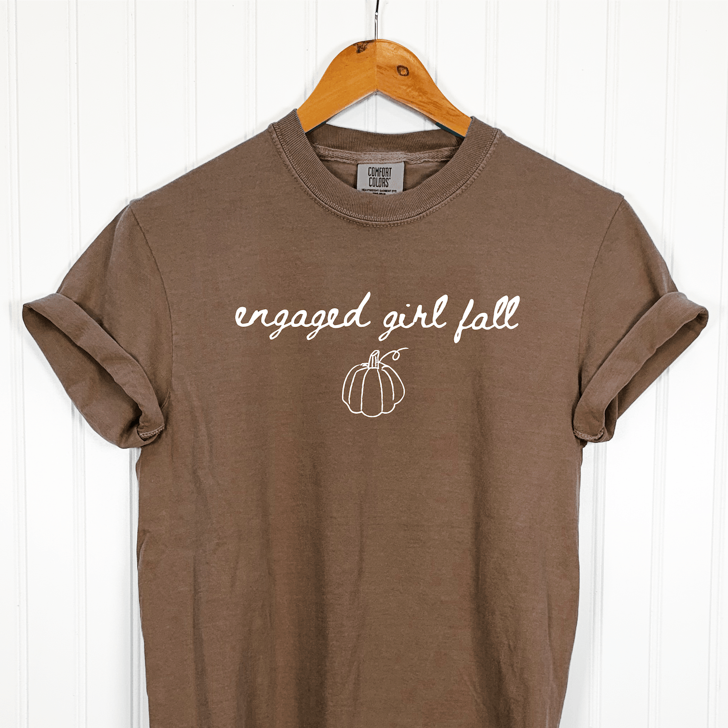 Engaged Girl Fall T-Shirt Pumpkin Design Mocha Brown – Rubi and Lib
