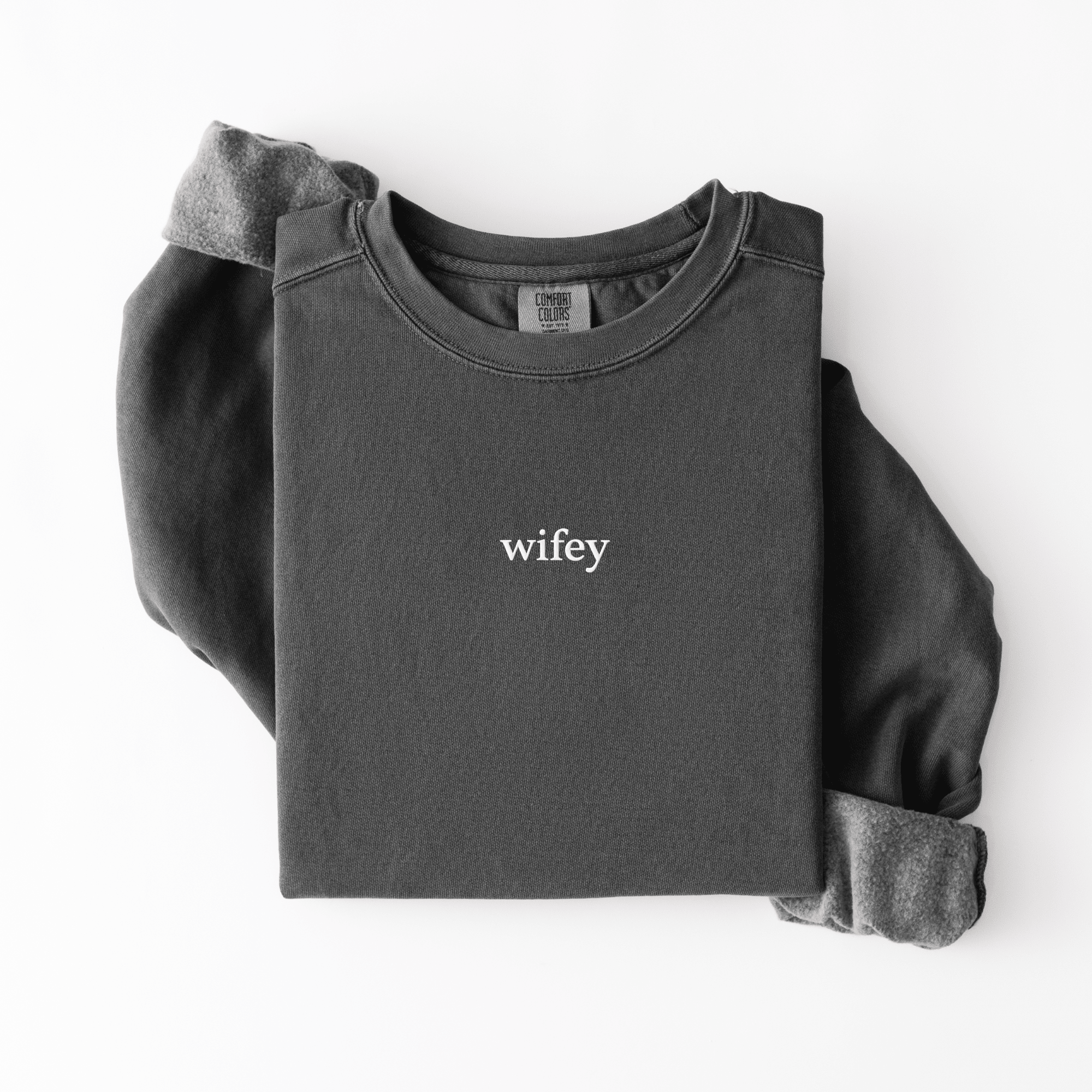 Wifey embroidered Comfort Colors sweatshirt for the newlywed